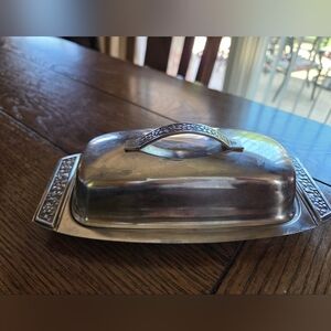 Vintage Stainless Steel "Narcissus" Butter Dish Made In Japan